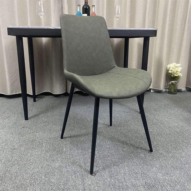 Restaurante contemporáneo Silla lateral con respaldo sólido Silla de comedor de cuero
