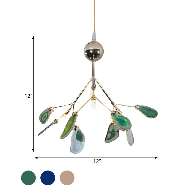 Moderne stijl vuurvliegplafond hanglamp lamp agaat 4/16 lichten woonkamer kroonluchter verlichting in blauw/groen