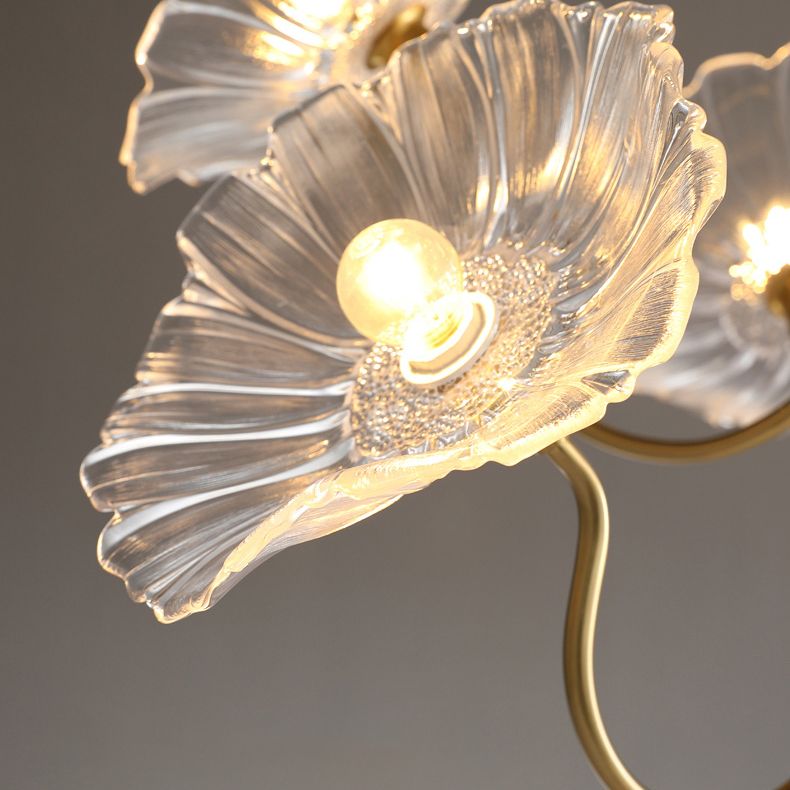 Modern Style Flower Shaped Glass Lamps Flush Mount Light Fixtures for Restaurant Living Room