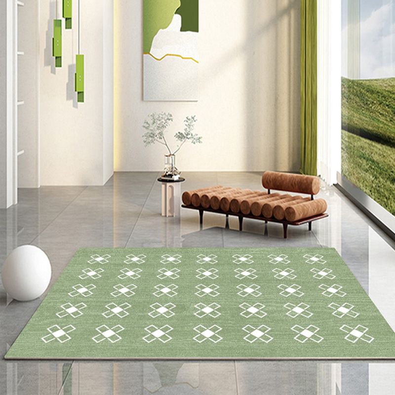 Contemporary Green Carpet Polyester Pattern Carpet Stain Resistant Carpet for Home Decor