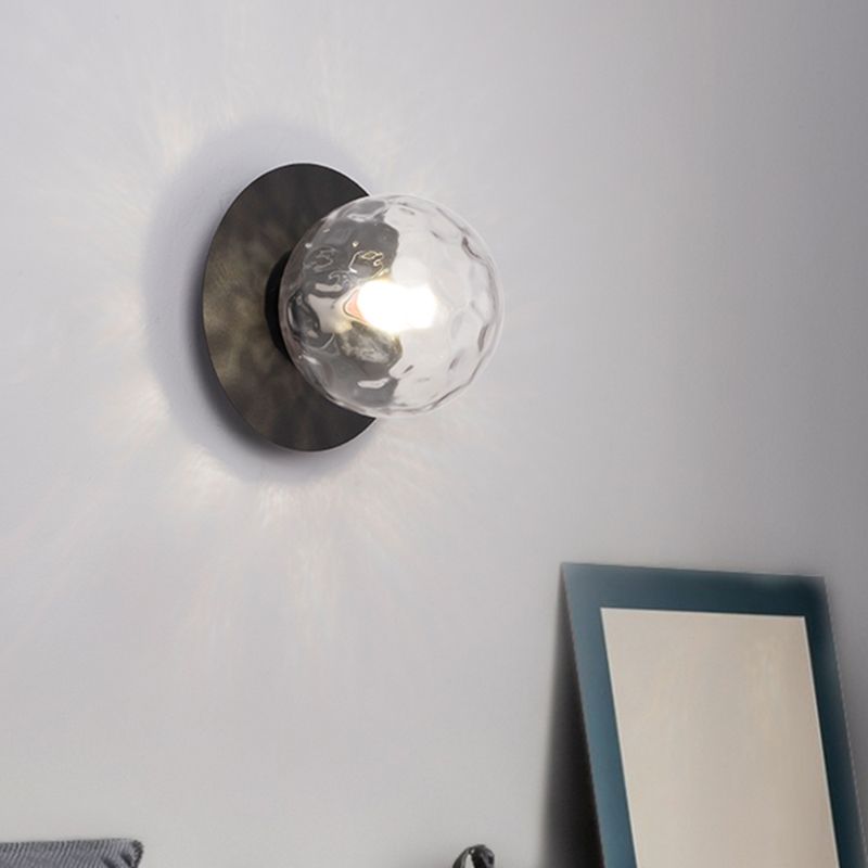 1-Light Wall Mount Light Spherical with Glass Shade for Living Room