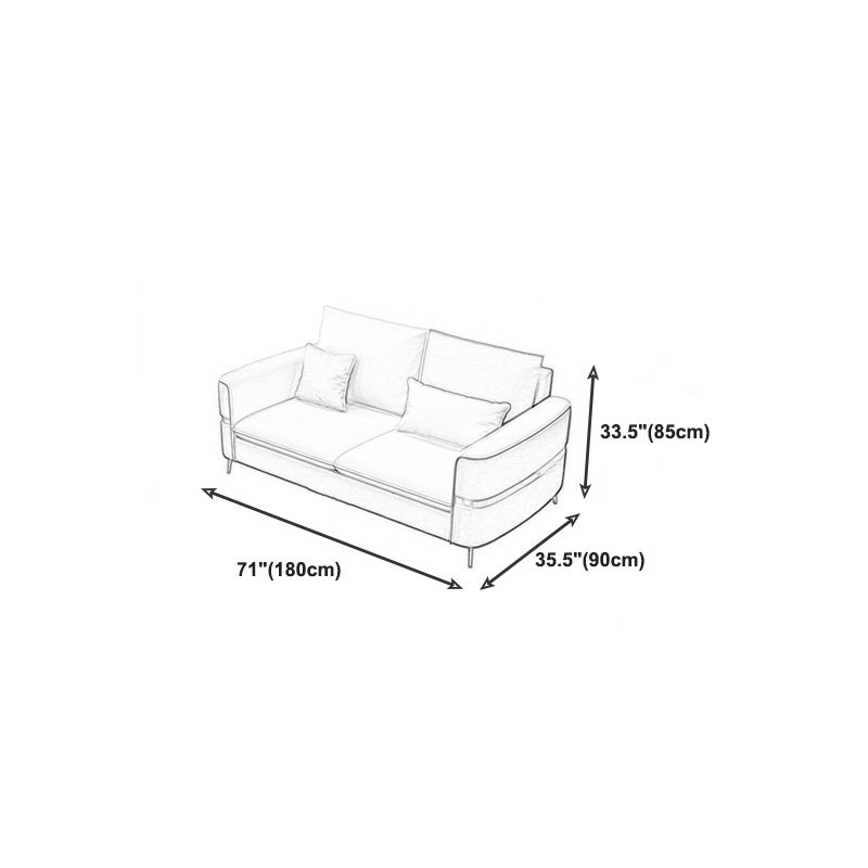 Contemporary Recessed Arm Sofa with Pillows Back and Golden Legs