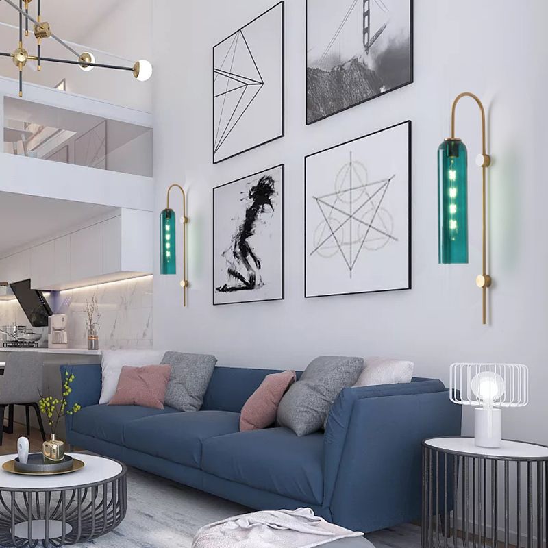 Mitte des Jahrhunderts Schwanenhals Wandleuchte 1-Licht Wohnzimmer Wandleuchten mit Flötenglasschatten