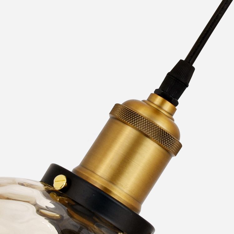 Rippled Glass Shaded Drop Lamp Loft Style 1-Light Dining Room Ceiling Suspension Light