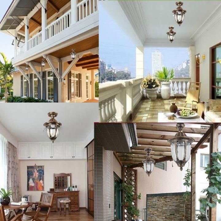 Bell Shaped Semi Flush Light Traditional Glass 1 Bulb Balcony Ceiling Flush Light