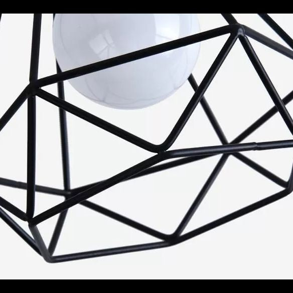 Black Close to Ceiling Lighting Industrial Metal Cage Diamond Ceiling Light Fixture
