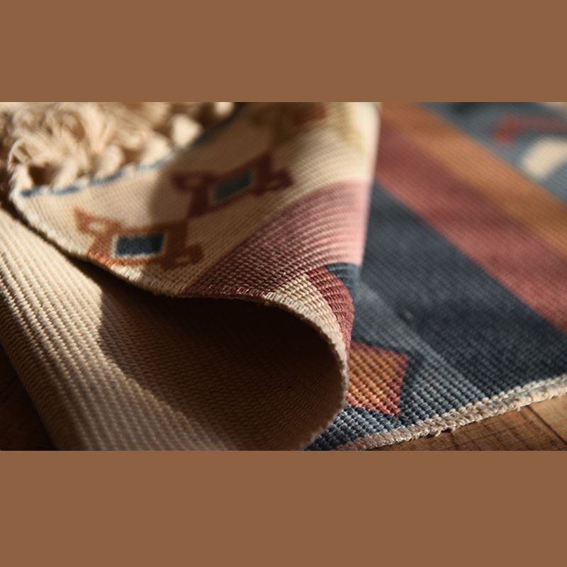 Tapis de motif d'ameicana beige élégant Polyester Bohemian Area Tapis de frange pour chambre à coucher