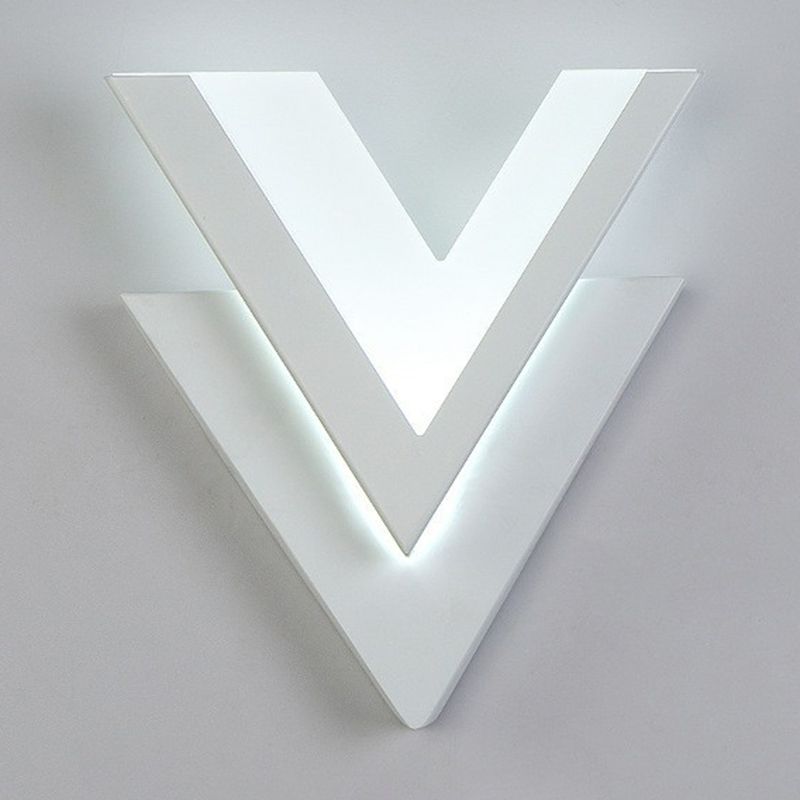 V-Shaped LED Wall Mounted Light Simplicity Acrylic Living Room Wall Sconce Lighting in White