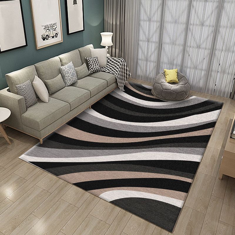 Beige Modern Rug Polyester Geometric Indoor Rug Washable Rug for Living Room