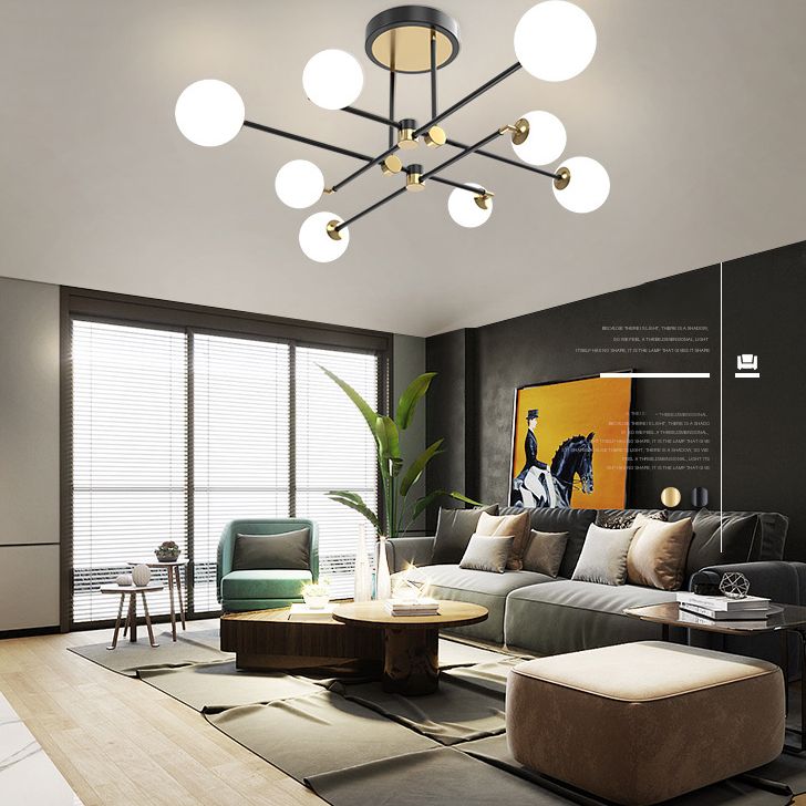 Sputnik Deckenleuchte Einfachheitstil Acryl -LED -Schlafzimmer Deckenleuchte in Schwarz