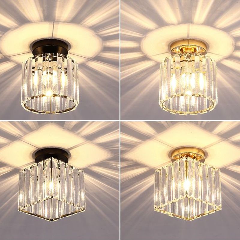 Geometric Flush Ceiling Light Contemporary Crystal Prism LED Flush Mount Lighting Fixture
