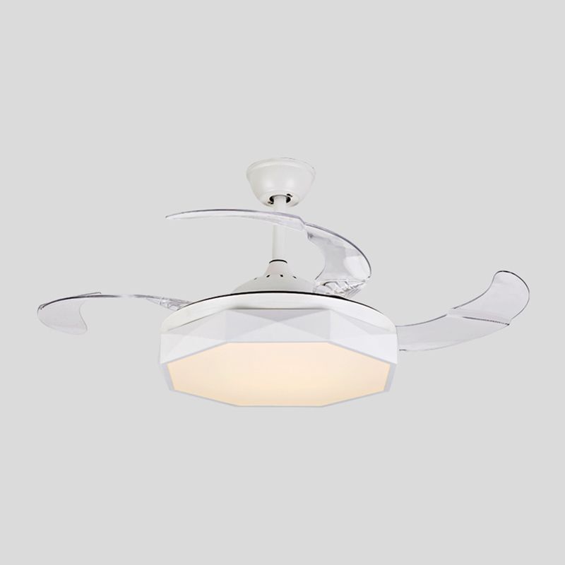 Ventilador de colgante geométrico de macarrón Lámpara acrílica de acrílico Lámpara de semi rascilla de dormitorio