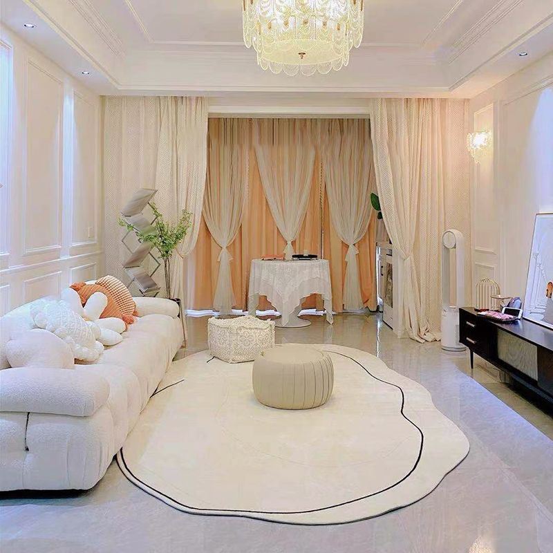 Novelty Shade Tribal Diamond Rug Beige Polyester Carpet Stain Resistant Rug for Bedroom
