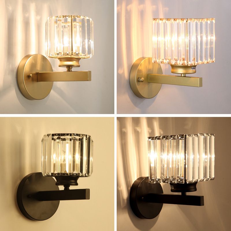 Modernism Single Wall Mounted Sconce Golden/Black Shaded Wall Light