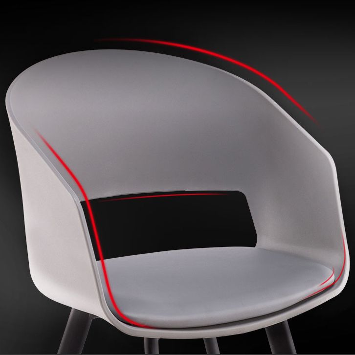 Contemporary Dining Arm Chair Matte Finish Plastic Open Back Chair