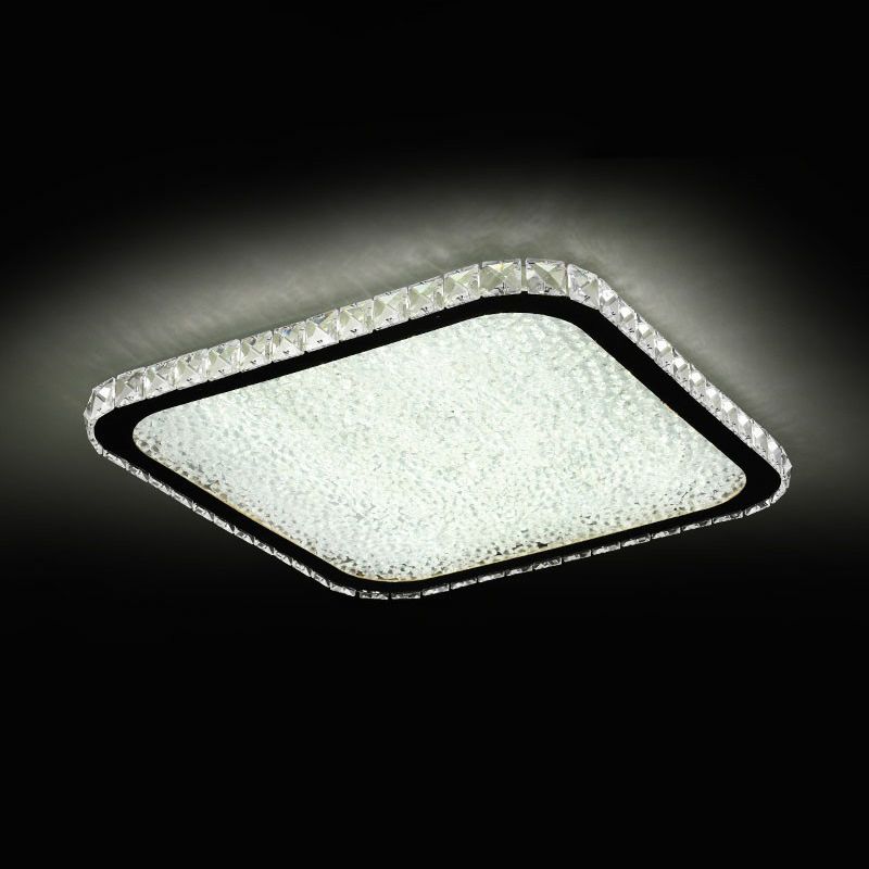 Geometrische LED-Deckenleuchte mit abgerundeten Ecken, Einfachheit, opulente, eingelegte Kristall-Unterputzleuchte