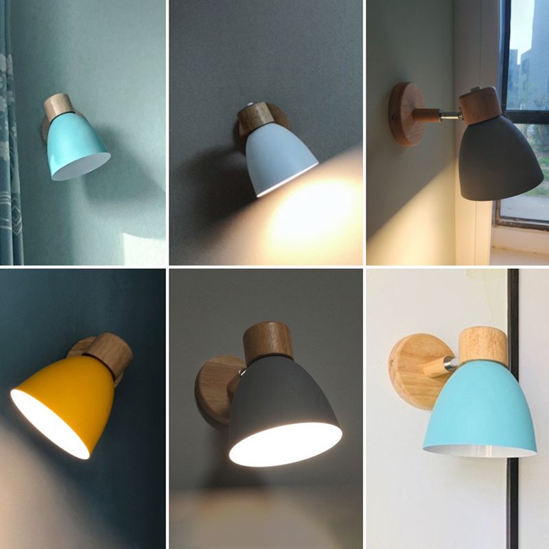 Armed Wall Light Sconce Macaron Style Metal 1 Light Sconces