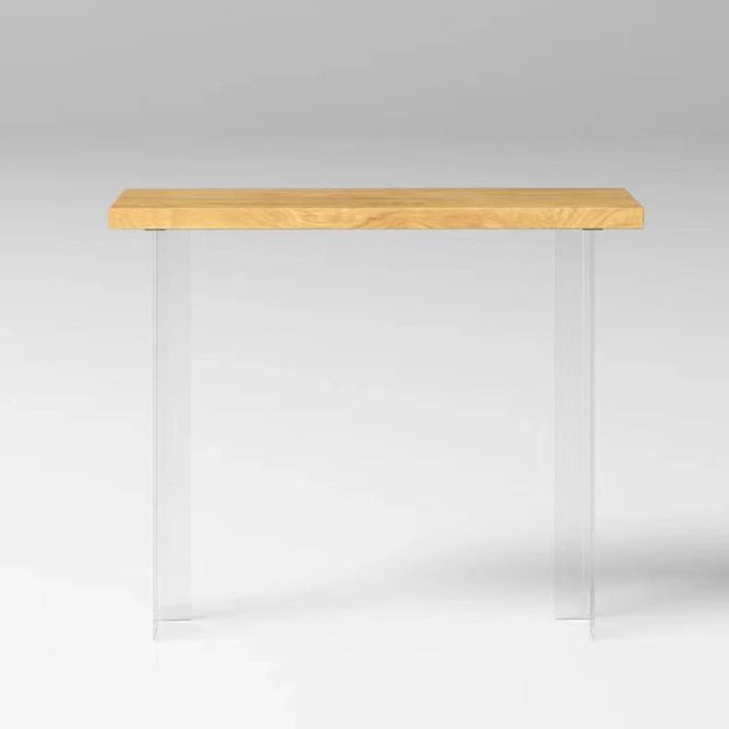 Solid Wood Acrylic Base Double Pedestal Bar Table for Kitchen Dining Room