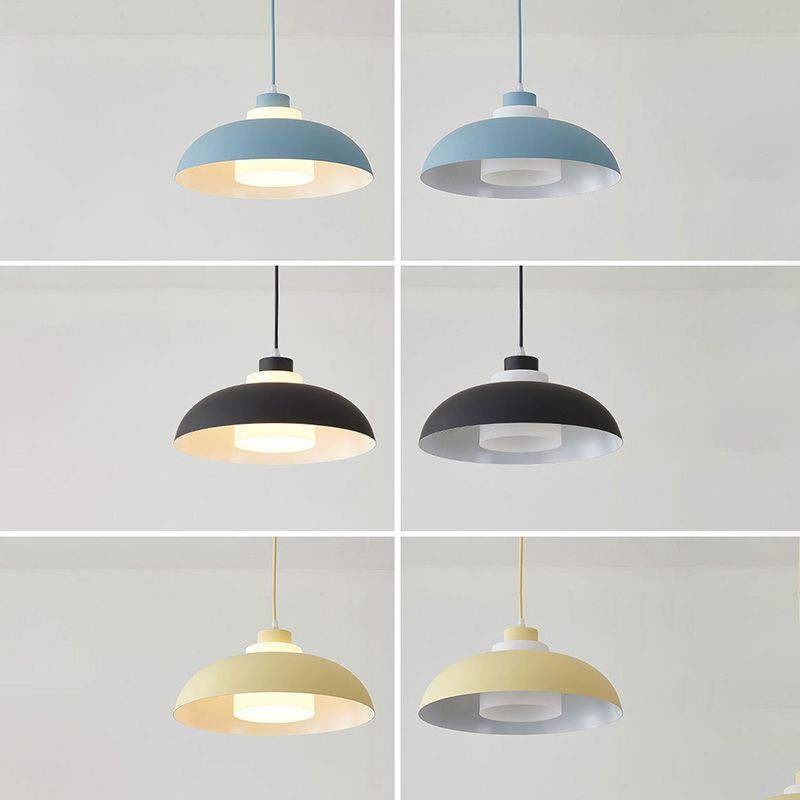 Bol en aluminium plafonnier pendrier léger macaron à la lampe à bulbe unique avec insert de l'ombre acrylique