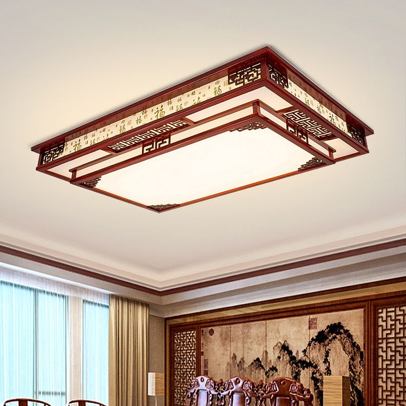 Lámpara de techo empotrada de madera cuadrada con montaje empotrado LED moderna para sala de estar