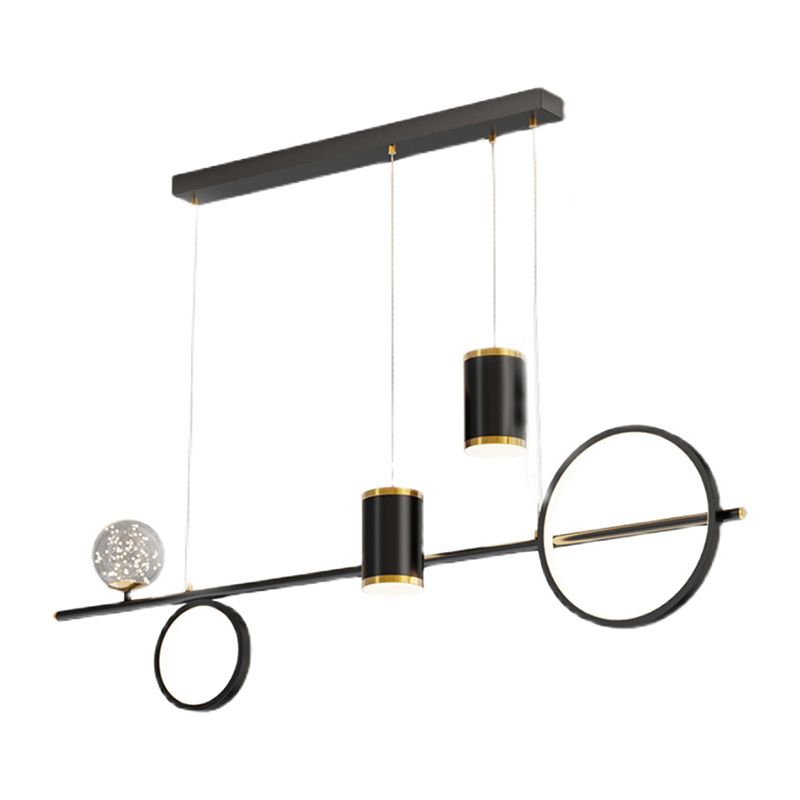 Zeitgenössischer Stil Geometry Island Lighting Metal 5 Light Island Leuchten in Schwarz