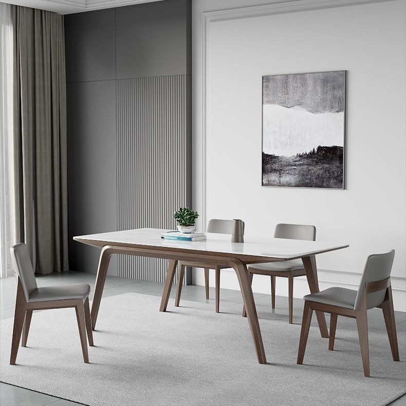 Modern Stone Rectangle Dining Table 4 Legs Table for Kitchen
