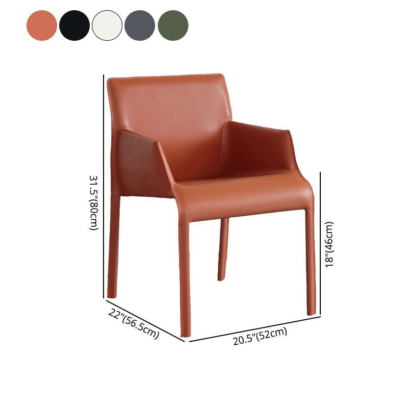 Leather Matte Finish Dining Chair Designer Style Home Solid Back Arm Chair