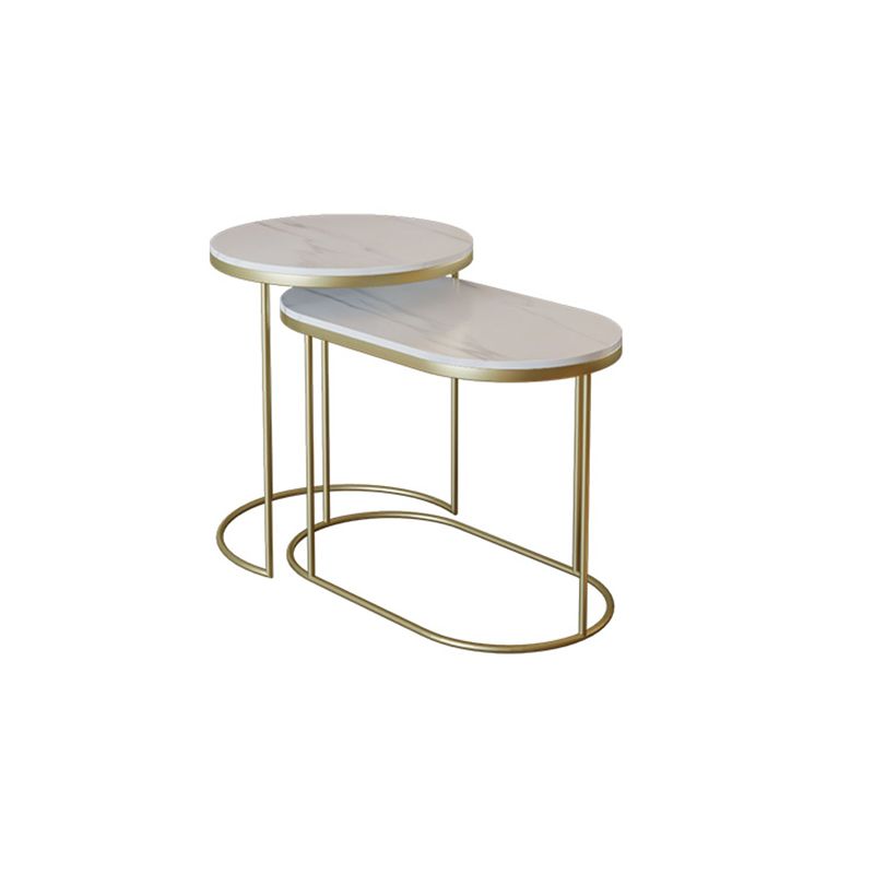 Luxurious Stone Top End Table Metal Frame Sofa Side Accent Table