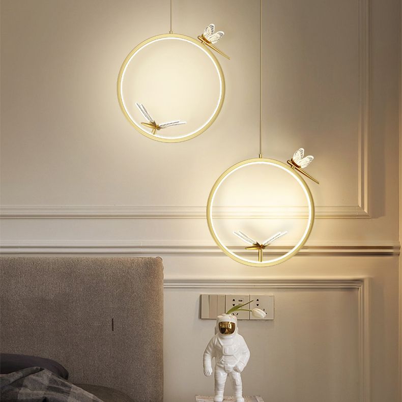 Modern LED Hanging Ceiling Light Metal 1-Light Circle Ceiling Pendant Light