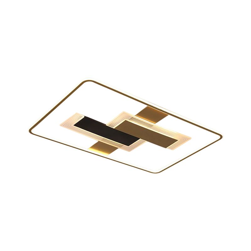 LED-Zeichenraum halbbündiger Minimalismus Gold Deckenbefestigung mit Rechteck Acryl Schatten in Warm/White/3 Color Light