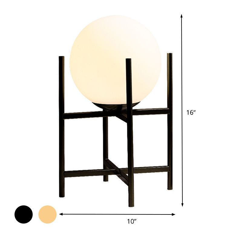 1 hoofdstudie bureaulamp modernisme zwart/goud leesboek licht met bol opaalglasschaduw