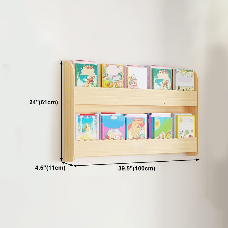 Contemporary Style Bookshelf Solid Wood Wall Mounted Bookcase for Home Office