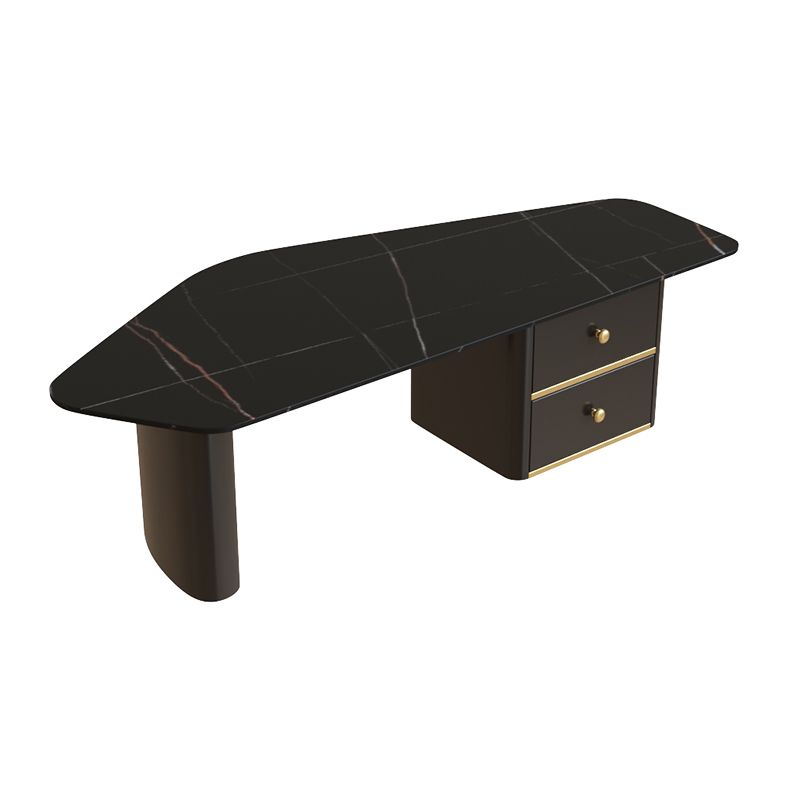 Glam Geometric Coffee Table Slate Top Cocktail Table for Living Room