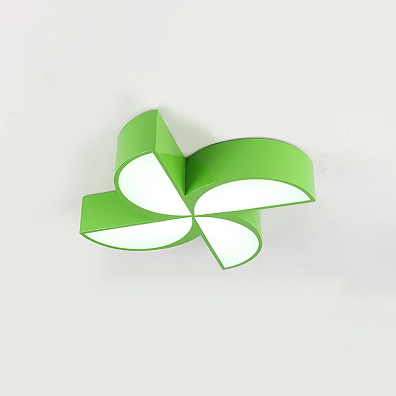 Windmill Baby Room Ceiling Mounted Lamp Acrylic LED Kids Flush Light Fixture in Red/Yellow/Blue