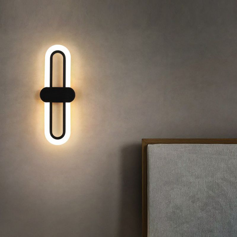 Hedendaagse langwerpige LED -muurverlichting Acryl Acryl Woonkamer SCONCE LICHTBELEMING IN ZWART