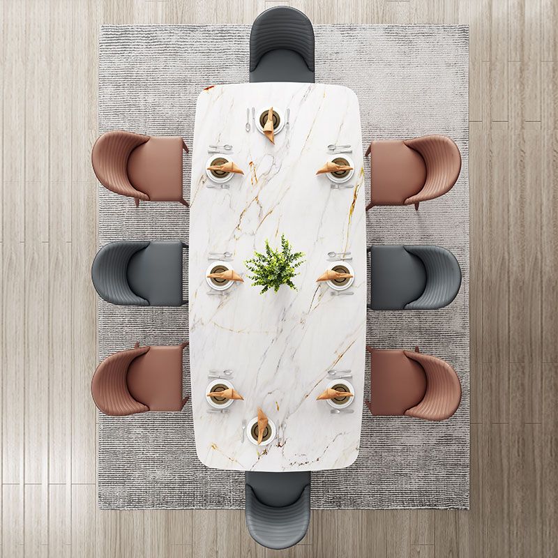 1/4/6/9 Pcs Dining Chairs Set White Rectangular Dining Set with Leather Chairs