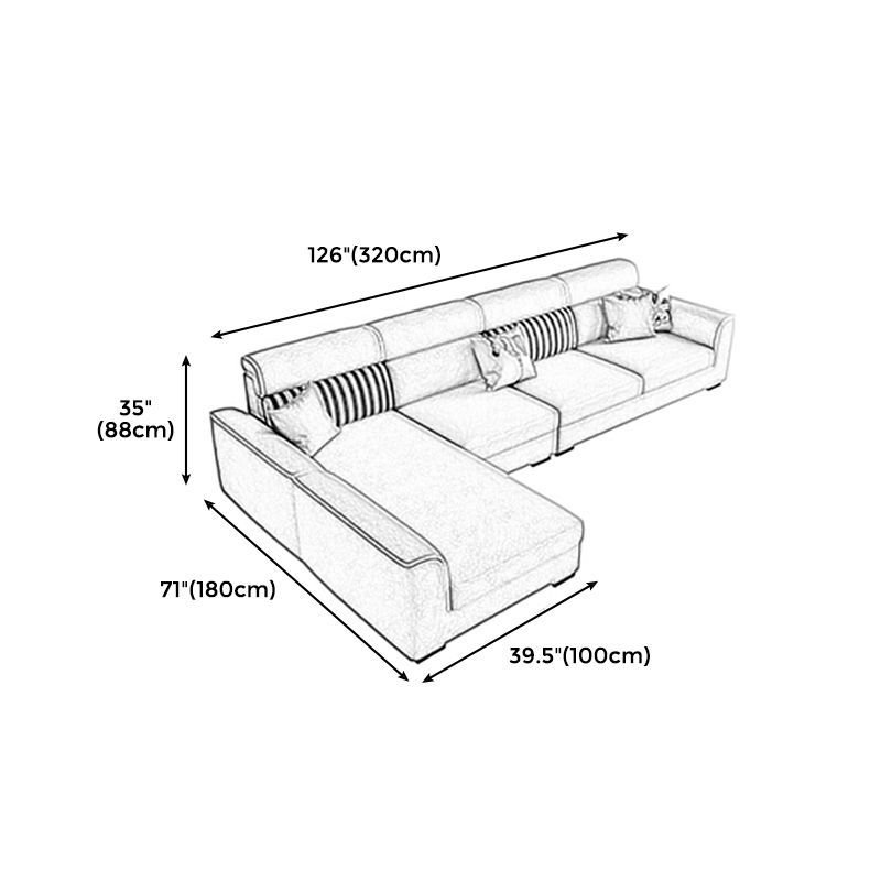 34.6"H Modern Linen/Faux Leather Square Arm Sofa& Chaise Lounge for Living Room