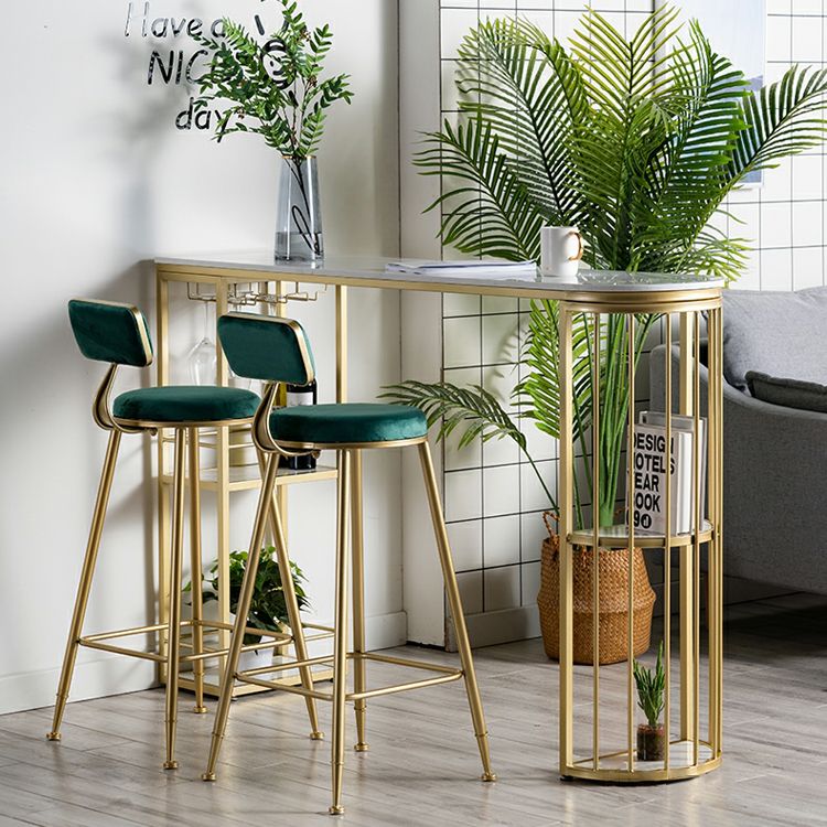 1/2/3 Pieces Marble Bar Table Set Glam Matte Finish Bar Stool and Table Set