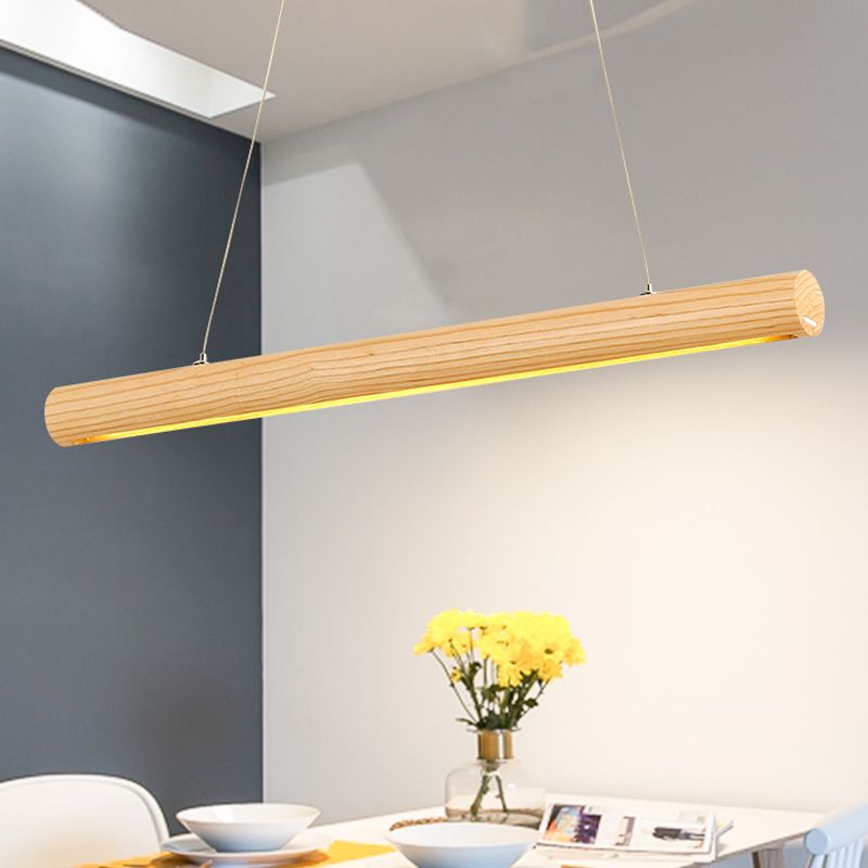 23.5 "/35.5"/47 "Luz de colgante LED lineal de ancho Madera contemporánea Comedor de 1 luz Luz colgante Accesorio con luz cálida/blanca sobre mesa