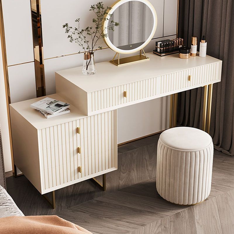 15.74" Wide Dresser with 5 Storage Drawers Cream Vanity Table Glam Style