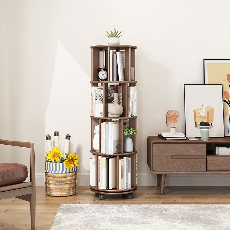 Scandinavian Style Bookshelf with Casters Bookcase for Home Office Study Room