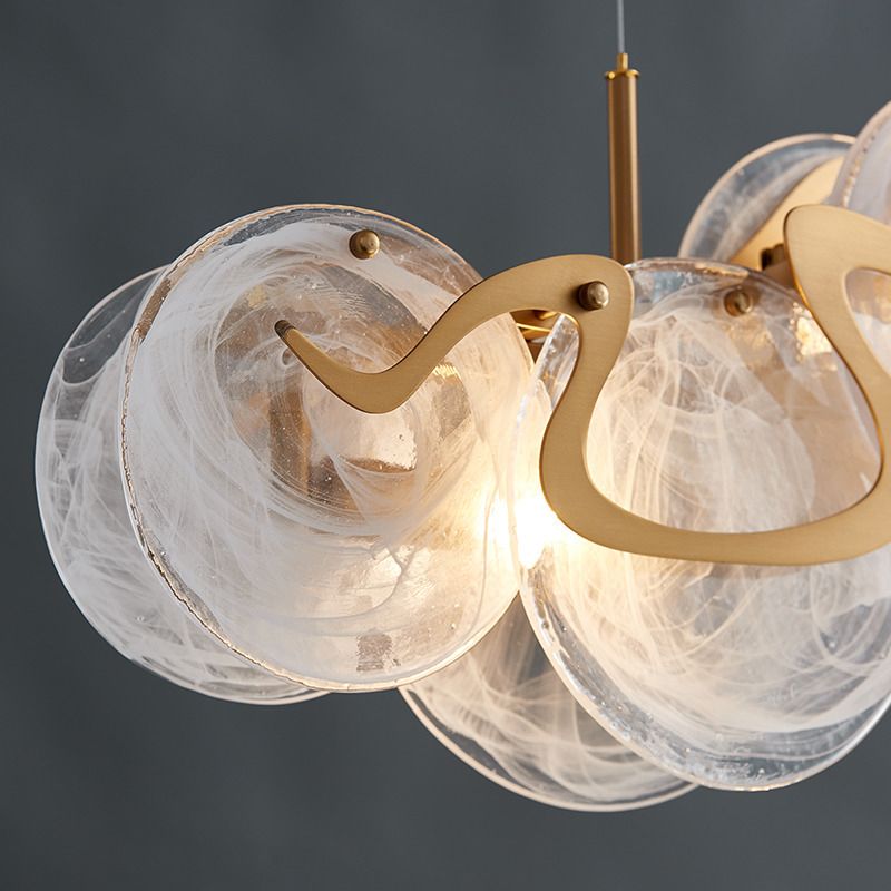 7-Light Unique Shaped Island Light Fixtures Modernism Glass Island Pendant Lights