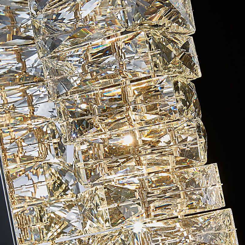 Luz de pared geométrica moderna Luz de acero inoxidable aplastante con cristal para sala de estar