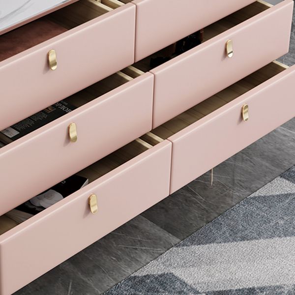 Wood and Stone Buffet Server Glam Style Kitchen Server for Living Room