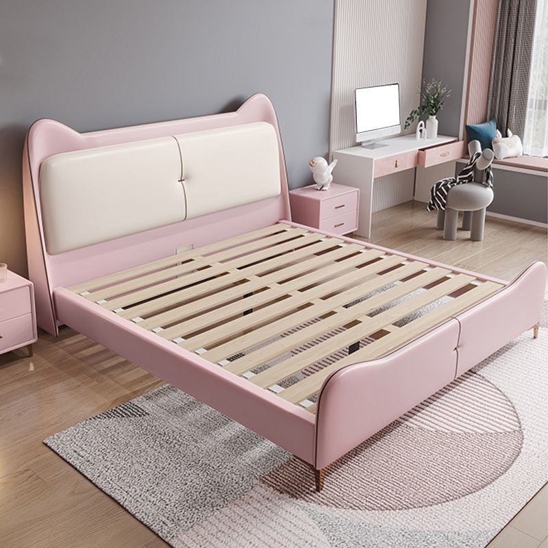 49.6" Tall Wood and Upholstered Wingback Bed Contemporary Standard Bed