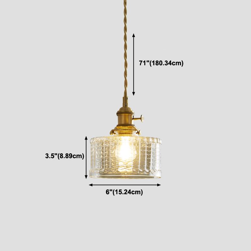 Lampada a sospensione di rame a 1 luce Lampada in vetro vintage Luce a sospensione per sala da pranzo