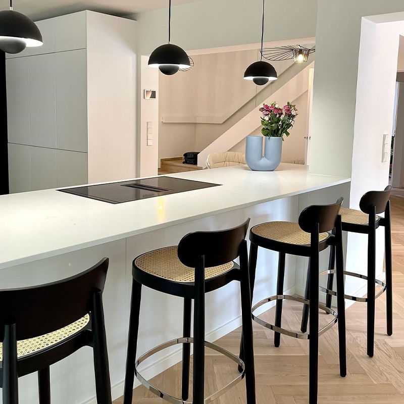 Wood Dining Stools Contemporary Armless Bar Stools with Footrest