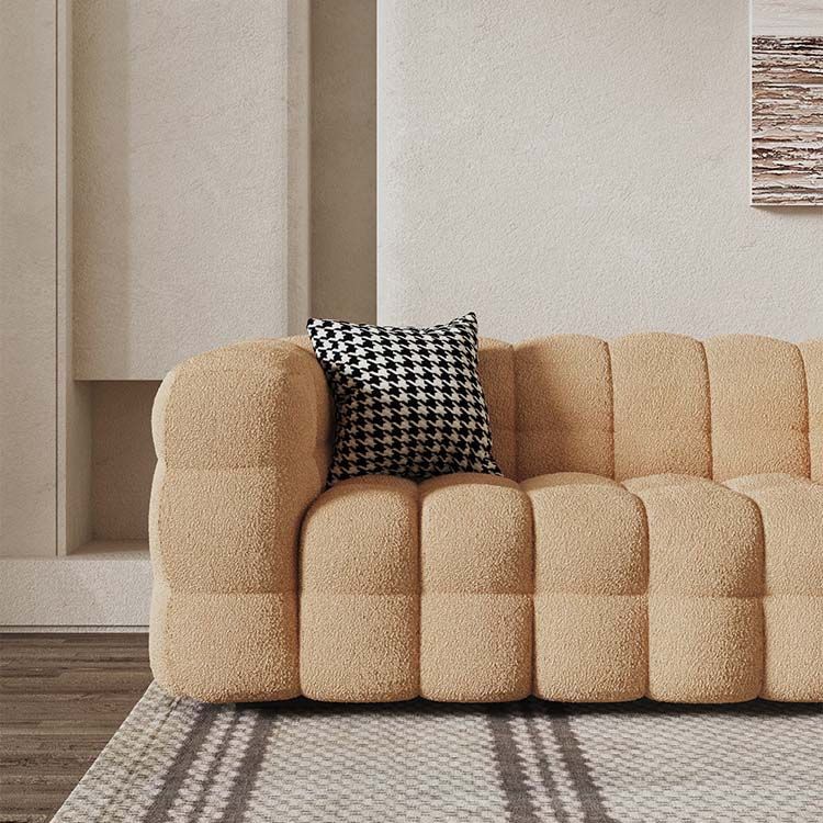 Brone Contemporary Wool Sofa with Biscuit Back and Tuxedo Arm