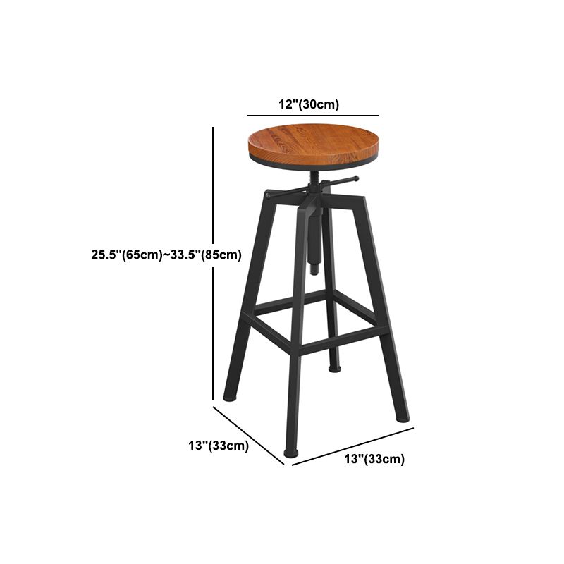 Adjustable Armless Height Stool Industrial Counter Stools with Black Base