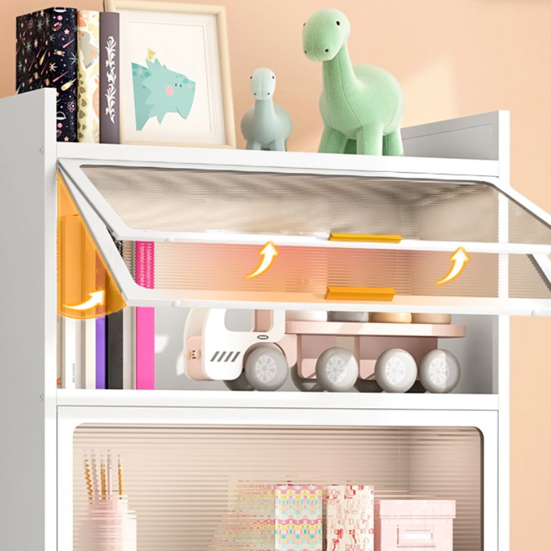 Metal Closed Back Bookcase Standard Glam Bookshelf with Cabinets